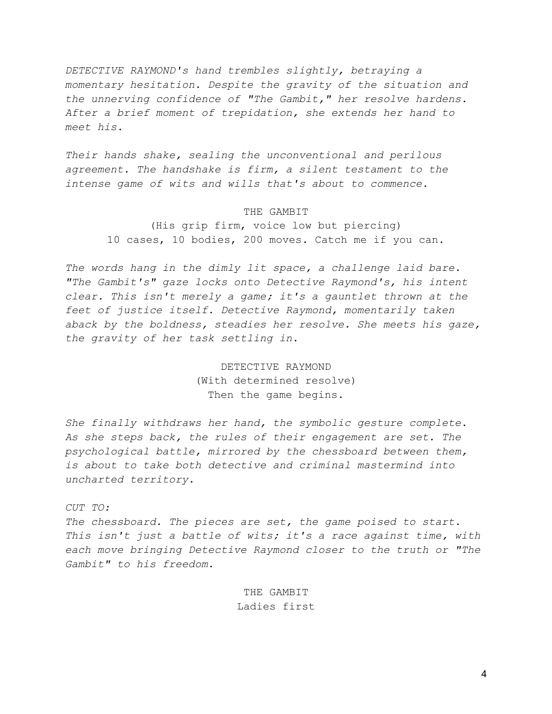 Killer’s Gambit: The challenge, original wording unchanged